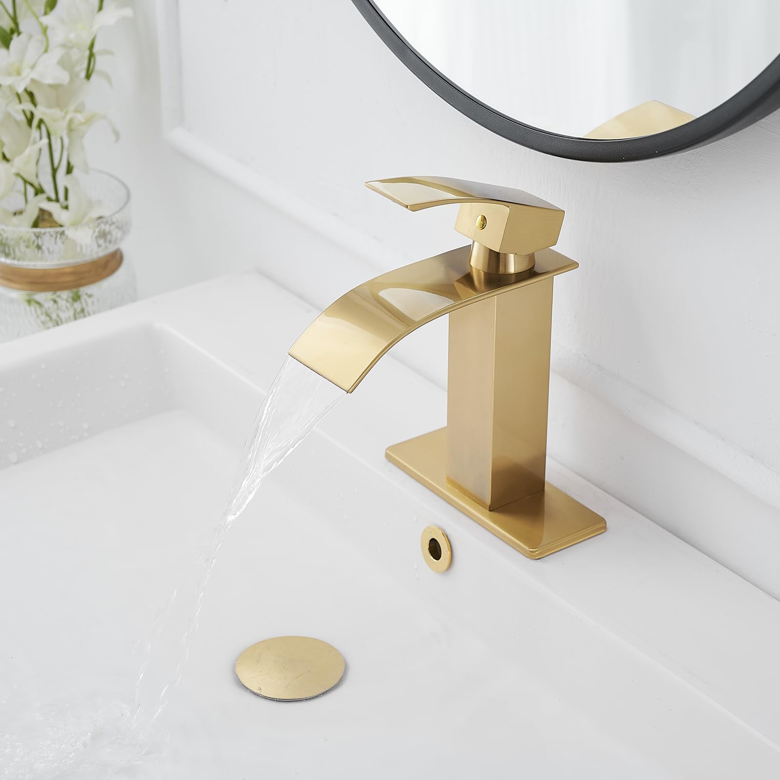 6 Inch Brushed Gold Sink Hole Cover - 4