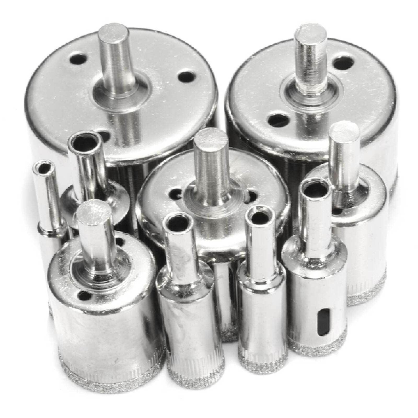 14-Piece Diamond Coated Drill Bit Set (3-70mm) for Tile, Marble, Glass & Ceramic - Hole Saw & Core Drill Bits for Professional & DIY Projects