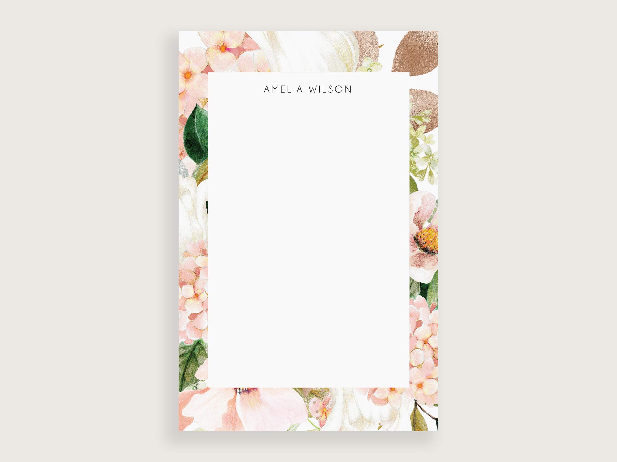 Personalized Pink Floral Stationery Notepads - Lined or Unlined, 3 Sizes (Small, Medium, Large) for Office, School & Home Use - Perfect for Notes, Letters & Gift Giving