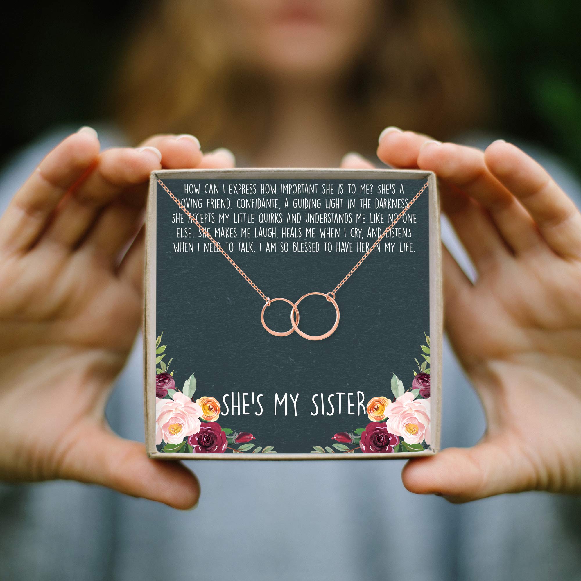 Sister Necklace - Heart Shaped Jewelry Gift Set with Greeting Card for Birthday, Christmas, Valentine's Day | Perfect for Sisters, Best Friends & Loved Ones
