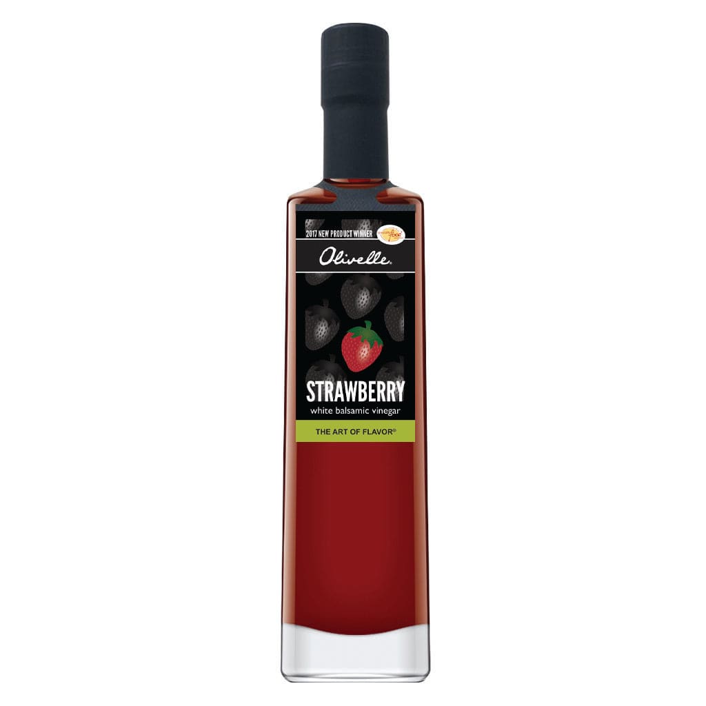 Olivelle Barrel Aged Strawberry White Balsamic Vinegar - Fruit Fusion Infused Gourmet Vinegar for Salads, Desserts & Cocktails