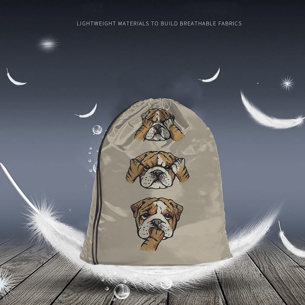 **Funny Cartoon English Bulldog Drawstring Backpack - Cute Pet Face Gym Sack for Yoga, Sports & Travel - Durable String Bag for Men & Women - Perfect for Workouts, Beach & Daily Use**