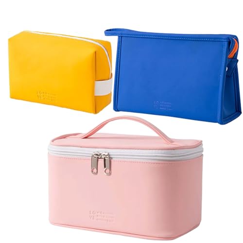 Pink,Deep blue, Yellow