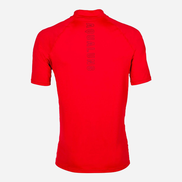 Aqua Lung Men's Slim Fit Short Sleeve Rashguard - UPF 50+ Sun Protection, Quick Dry Swim Shirt for Surfing, Swimming & Water Sports (Red)