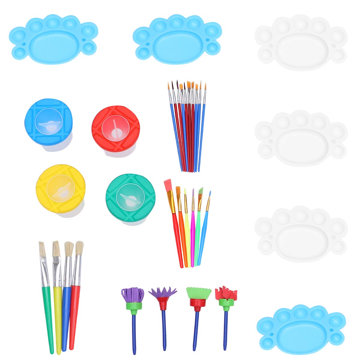 MILISTEN 34Pcs Kids Painting Kit with Paint Cups, Palette Tray & Multi-Size Brushes - Complete Art Supplies Set for Children's Crafts, School Projects & DIY Home Decor