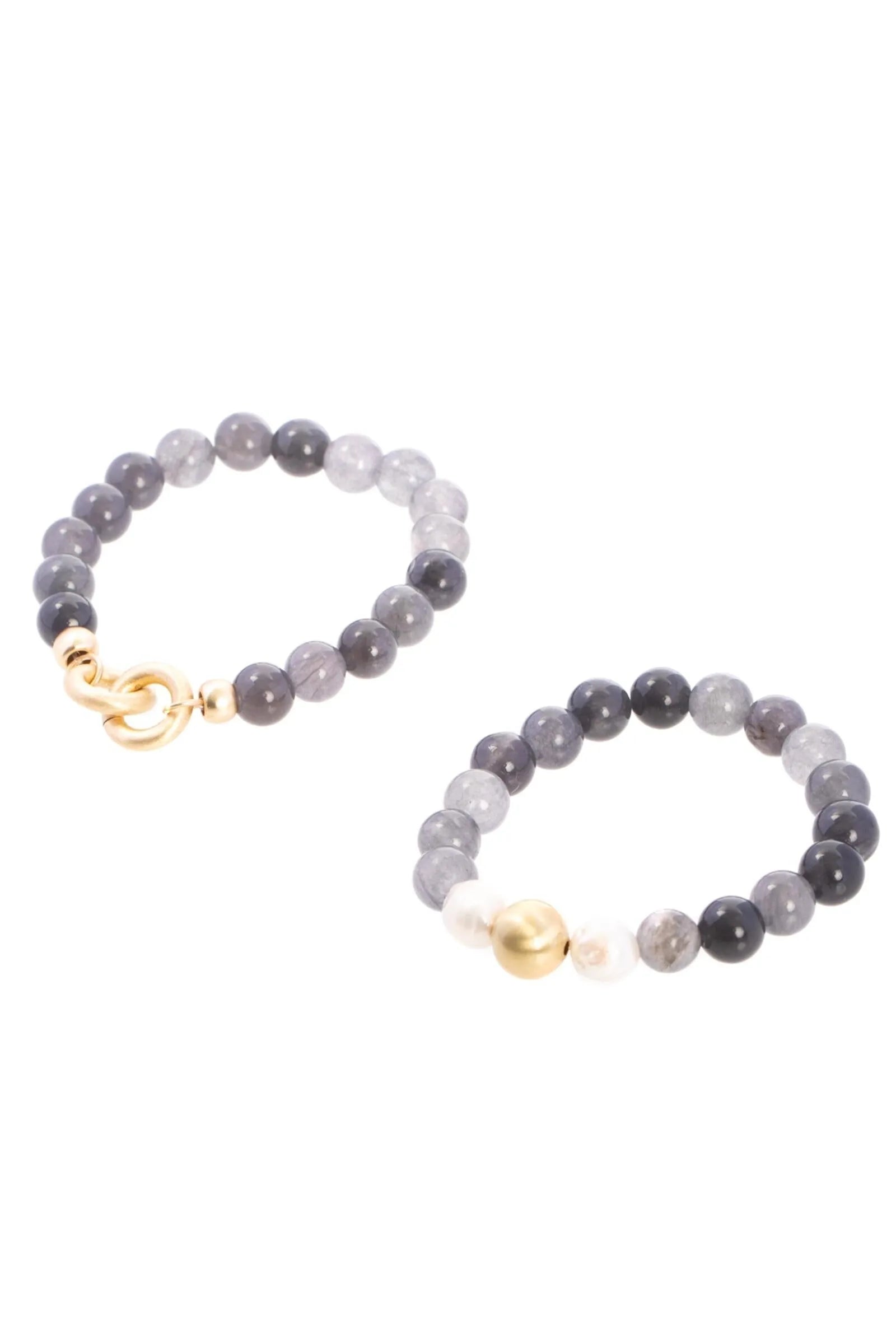 Pearl Stone Stretch Bracelet Set for Women - Natural Gemstone Beaded Elastic Bracelets - Boho Chic Jewelry for Everyday Wear, Yoga & Meditation