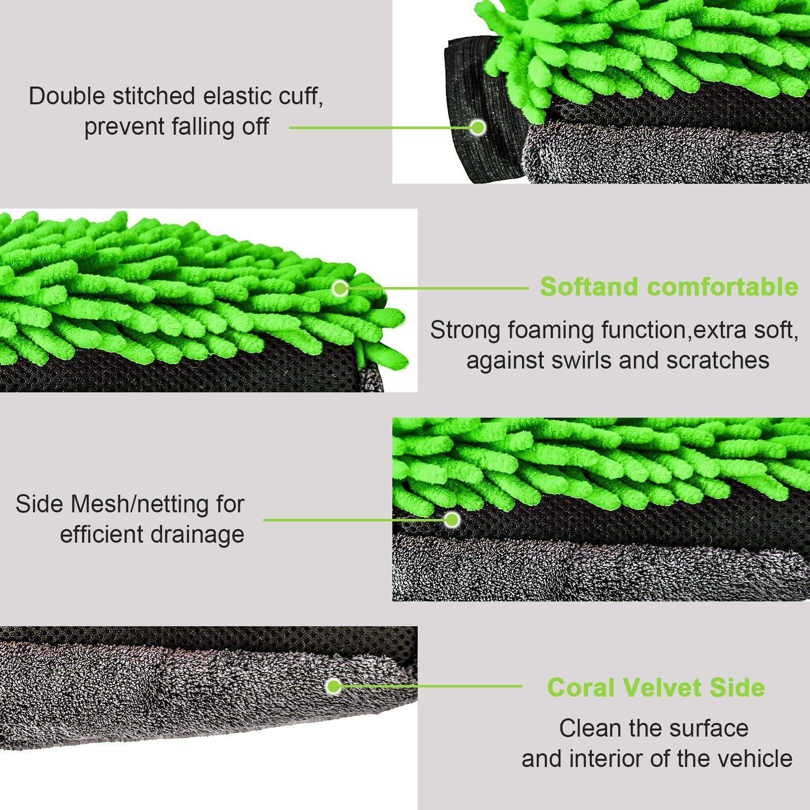 Collapsible 10L (2.6 Gallon) Car Wash Bucket with Microfiber Mitt - Portable Water Bucket with Handle for Auto Detailing, Household Cleaning & Outdoor Use - Green - Perfect for Car Washing, Camping & Home Cleaning Tasks