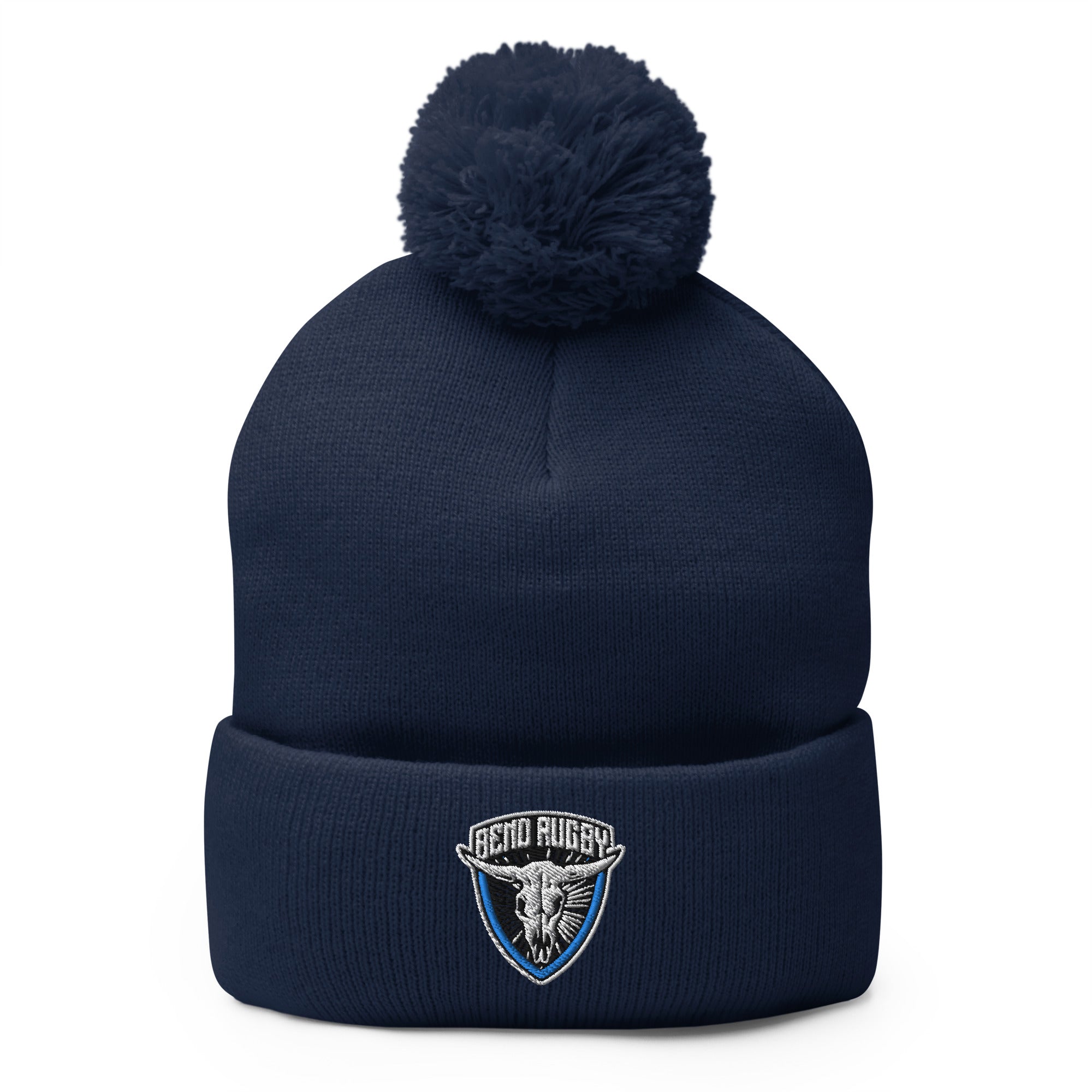 Bend Rugby Pom Pom Beanie Hat - Warm Winter Knit Cap for Men & Women - Perfect for Rugby Games, Outdoor Sports & Cold Weather Fashion