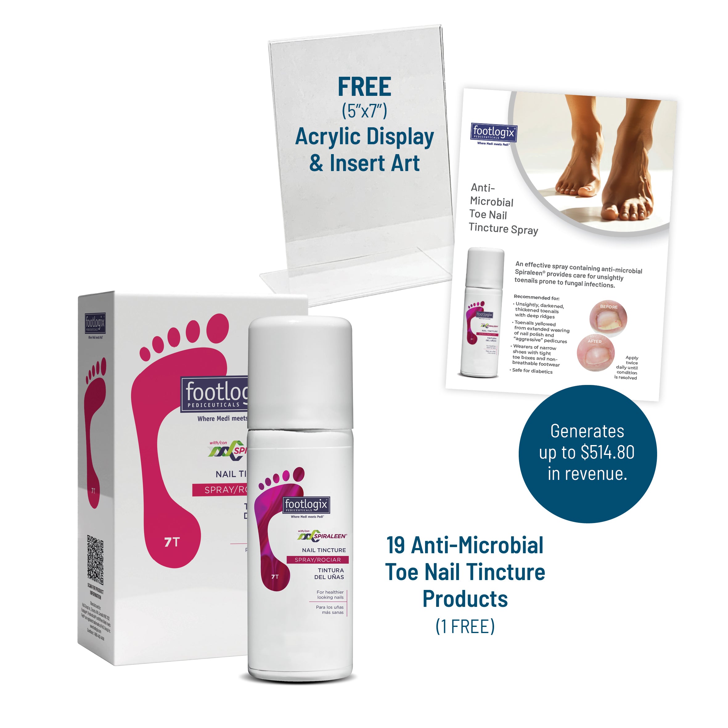 Footlogix Anti Microbial Toenail Tincture Spray - Fungus Treatment for Healthy Nails | Podiatrist Recommended Solution for Athlete's Foot & Nail Care | Perfect for Gym, Pool & Locker Room Use