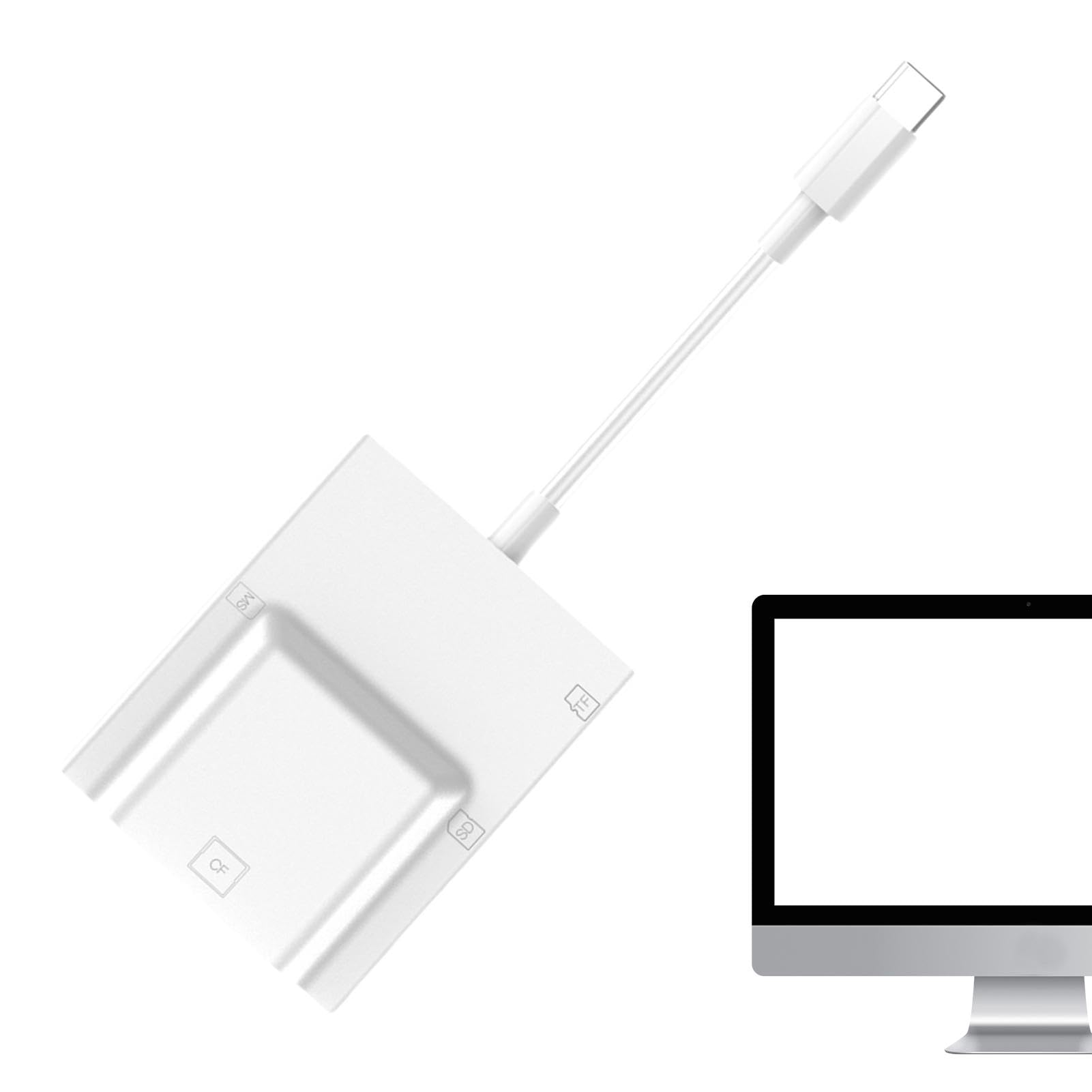 Multi-Port USB C Card Reader - 4-in-1 Type C USB Reader for SD/TF Cards | Compatible with iPhone, Android, MacBook, PC, Camera & DSLR | Perfect for Photo Transfer, Data Backup & Mobile Office