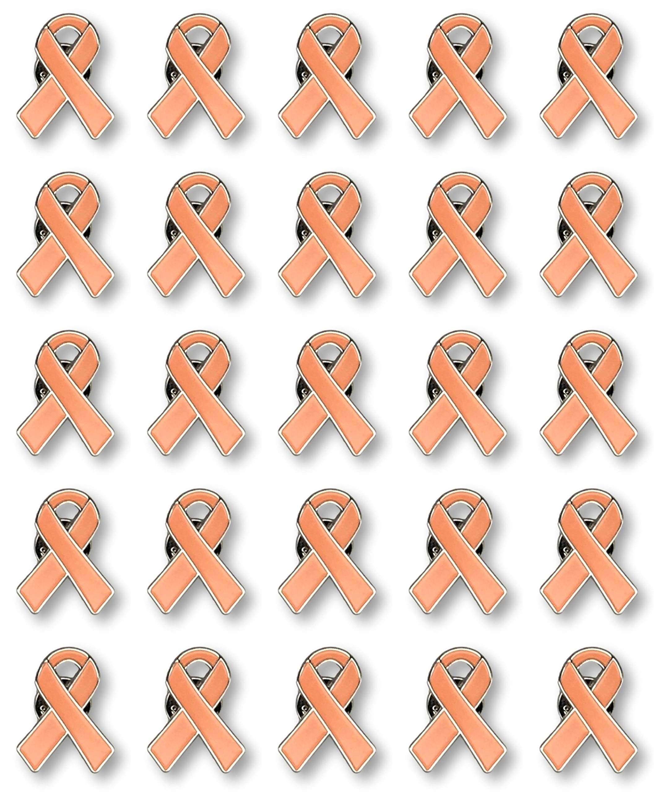 25-Piece Peach Awareness Enamel Ribbon Pins with Metal Clasps - Support Endometrial Cancer, Invisible Illness, Uterine & Vaginal Cancer Awareness - Perfect for Fundraisers, Charity Events & Awareness Campaigns