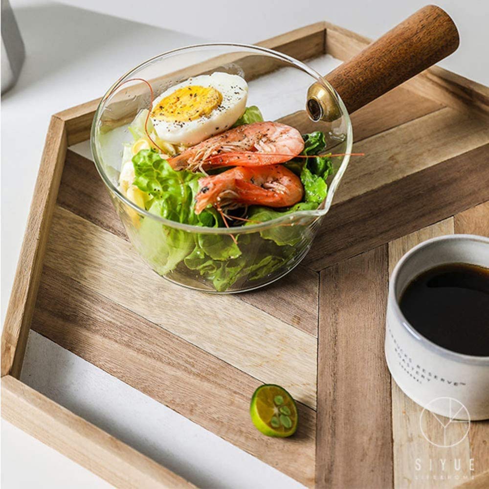 Qiuqiu 600ml Transparent Borosilicate Glass Milk Pan with Handle - Nonstick Saucepan for Instant Noodles, Home Kitchen & Restaurant Cooking - Perfect for Boiling Milk, Making Sauces, and Preparing Quick Meals
