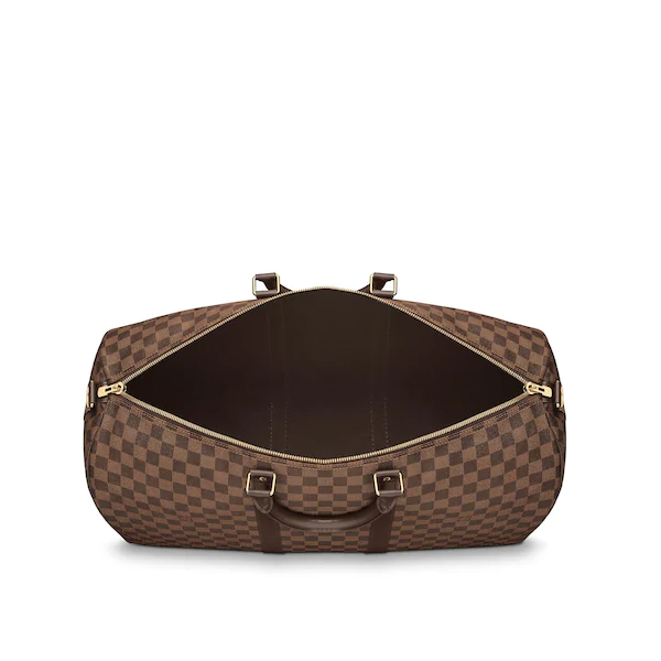 Authentic Louis Vuitton Keepall Bandouliere 55 Travel Duffle Bag in Damier Ebene Canvas - Perfect for Weekend Getaways & Business Trips