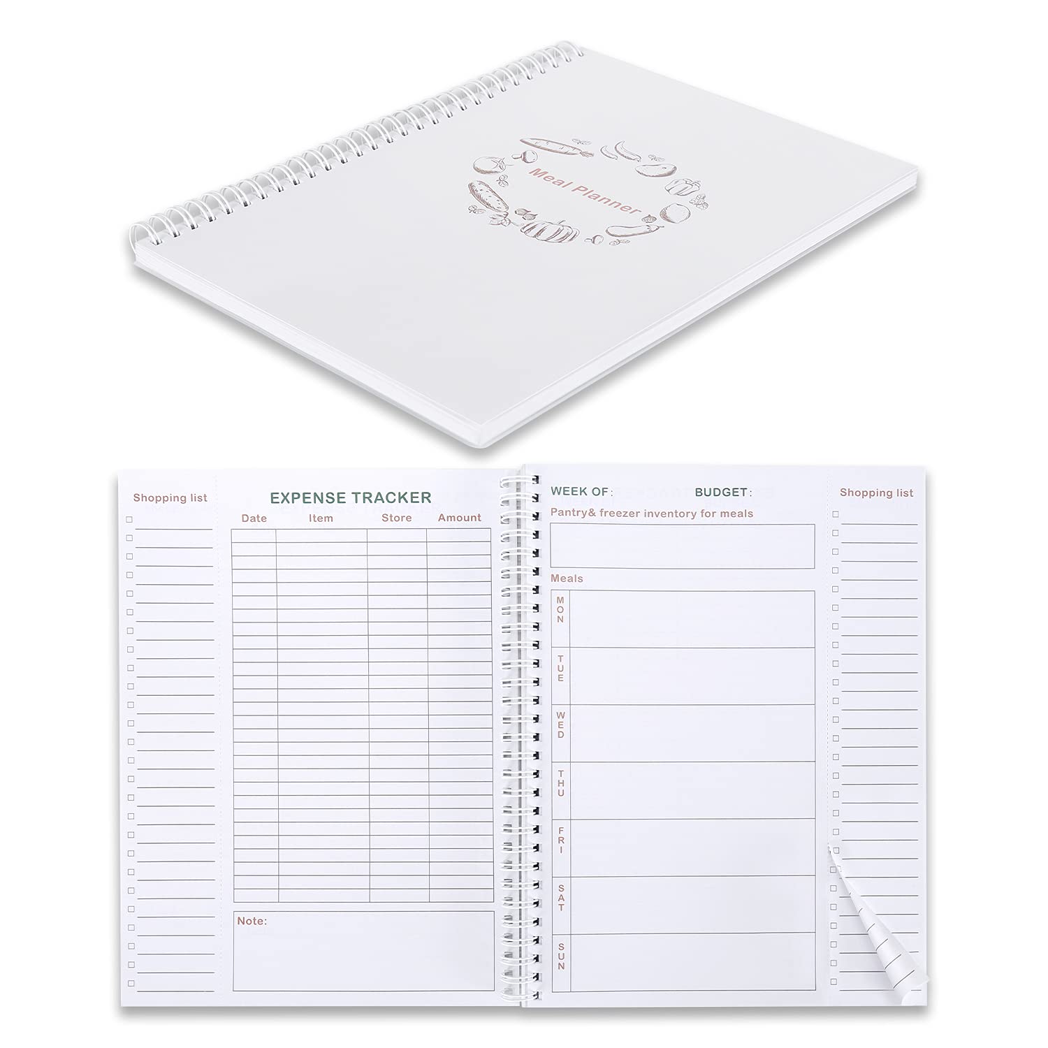 Budget Planner & Meal Planner Notebook with Floral Design - Financial Organizer, Expense Tracker & Grocery List for Personal Finance, Meal Planning & Savings Goals (Perfect for Students, Moms & Home Organization)