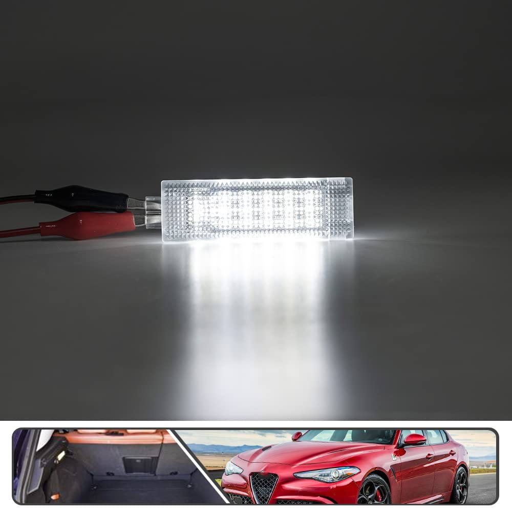 LED Luggage Trunk Lights Car Interior Lamp for Dodge Chrysler 200 Dart Jeep Renegade Cherokee KL Fiat 500 500X - Xenon White Storage Compartment Lighting for Night Driving & Road Trips