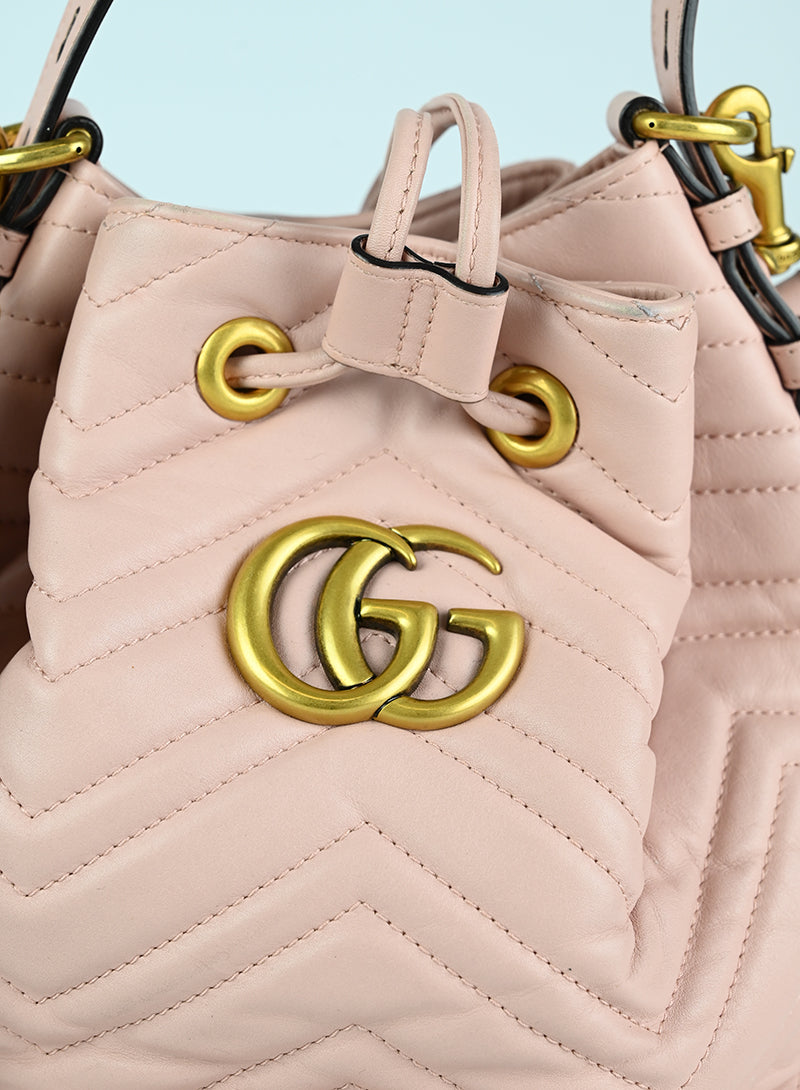 Gucci Marmont Bucket Bag in Pink - Stylish Designer Handbag for Women | Perfect for Parties, Dates & Everyday Use