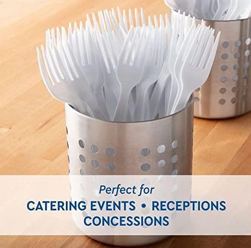Heavyweight White Plastic Disposable Cutlery Set - 100-Pack Spoons, Forks & Knives for Home, Office, Picnics & Catering | Durable & Eco-Friendly Utensils for Parties, BBQs & Takeout Meals