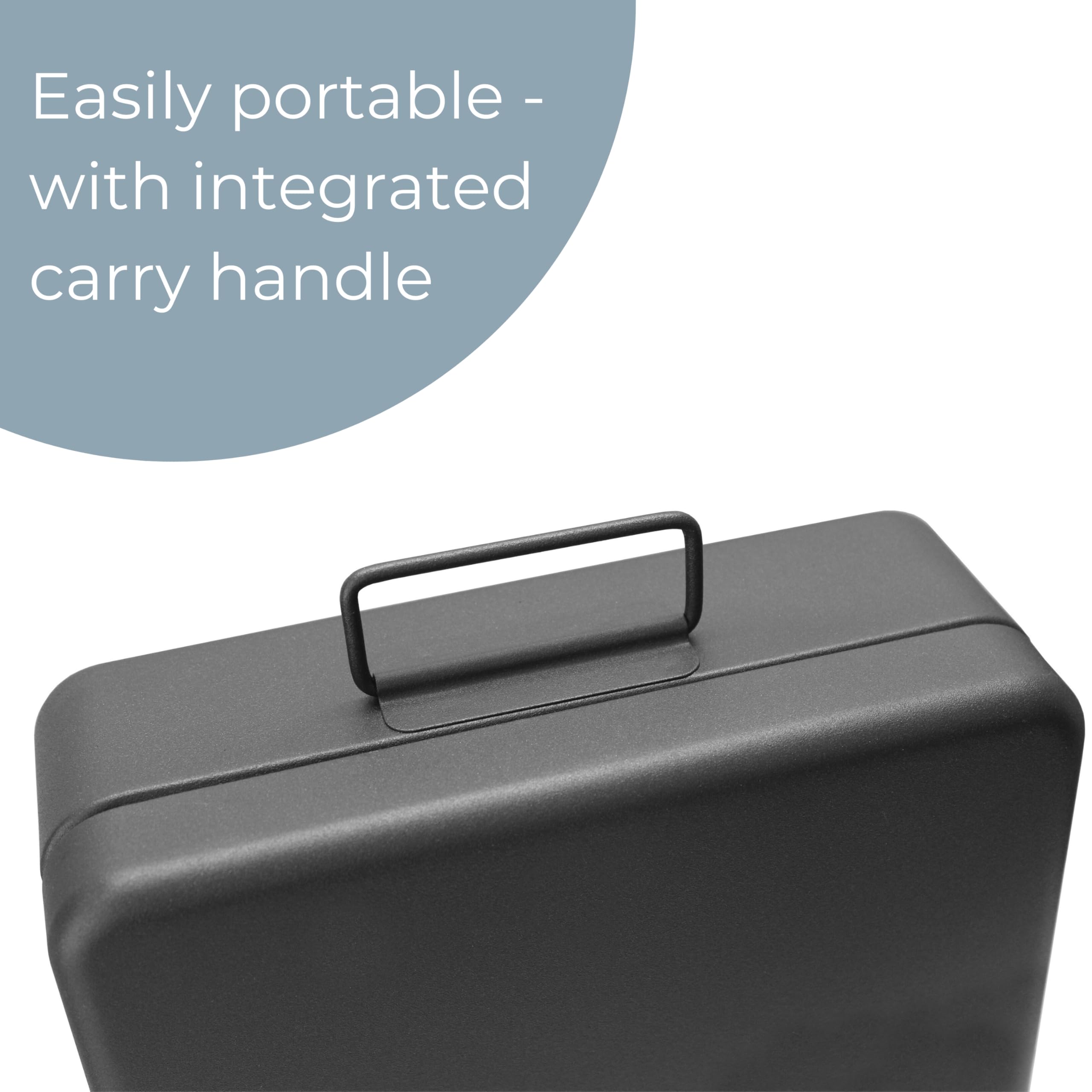 A4 Security Box - Black Document Safe for Home & Office - Secure Storage for Files, Cash, and Valuables | Fireproof & Waterproof Protection
