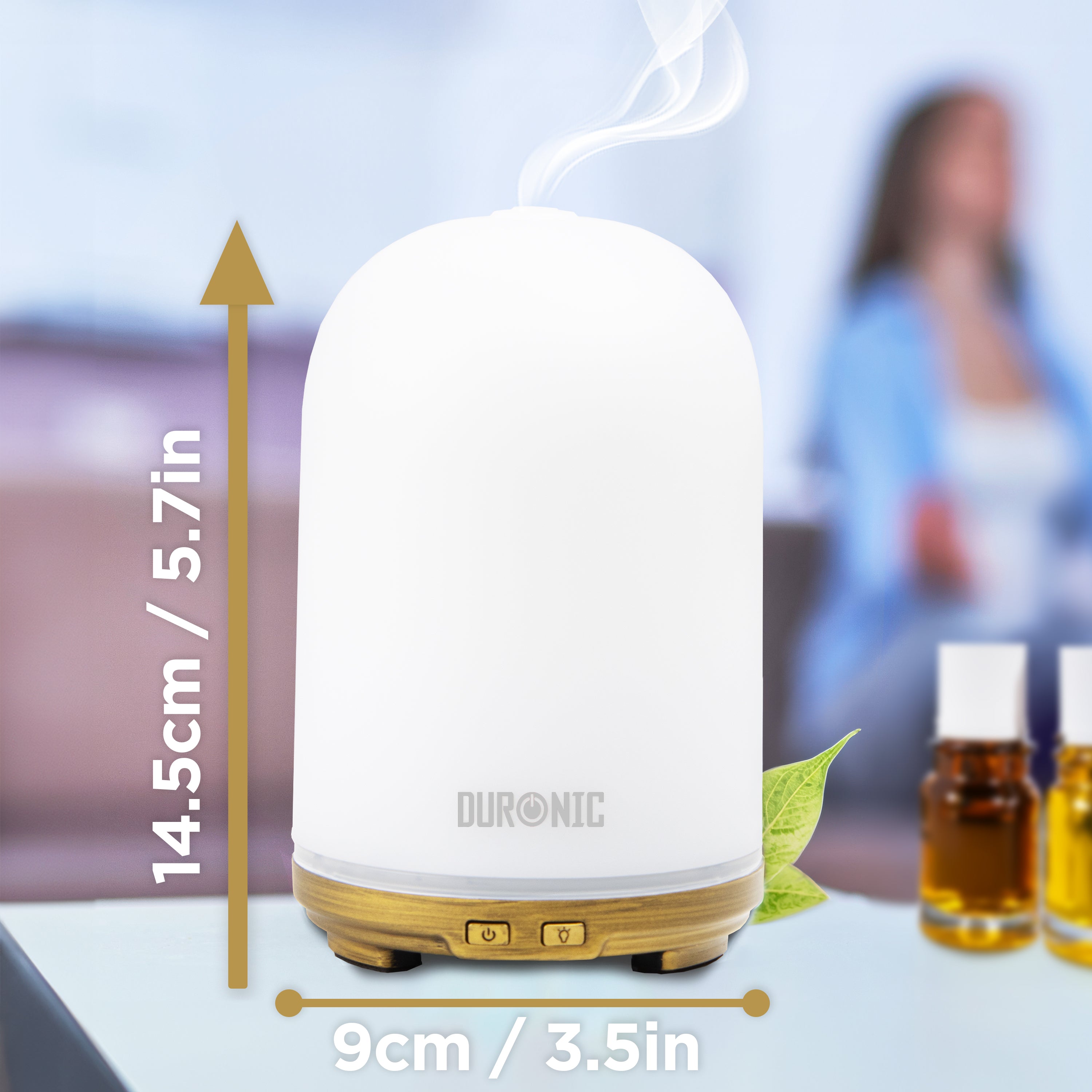 Duronic AD11 100ml Ultrasonic Essential Oil Diffuser - Compact Aromatherapy Device with 7 Color LED Lights for Home, Office, Bedroom & Spa | Perfect for Relaxation, Sleep & Air Humidification