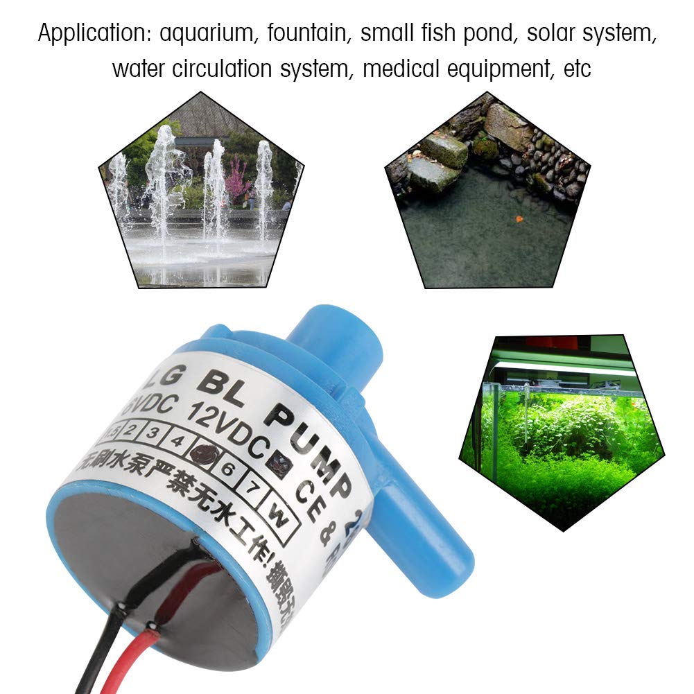 Food Grade Brushless Mini Water Pump 12V DC 5W - Submersible Waterproof Pond Pump for Fish Tank, Aquarium Fountain & Medical Instruments | Perfect for Home Aquariums, Garden Ponds & Hydroponic Systems