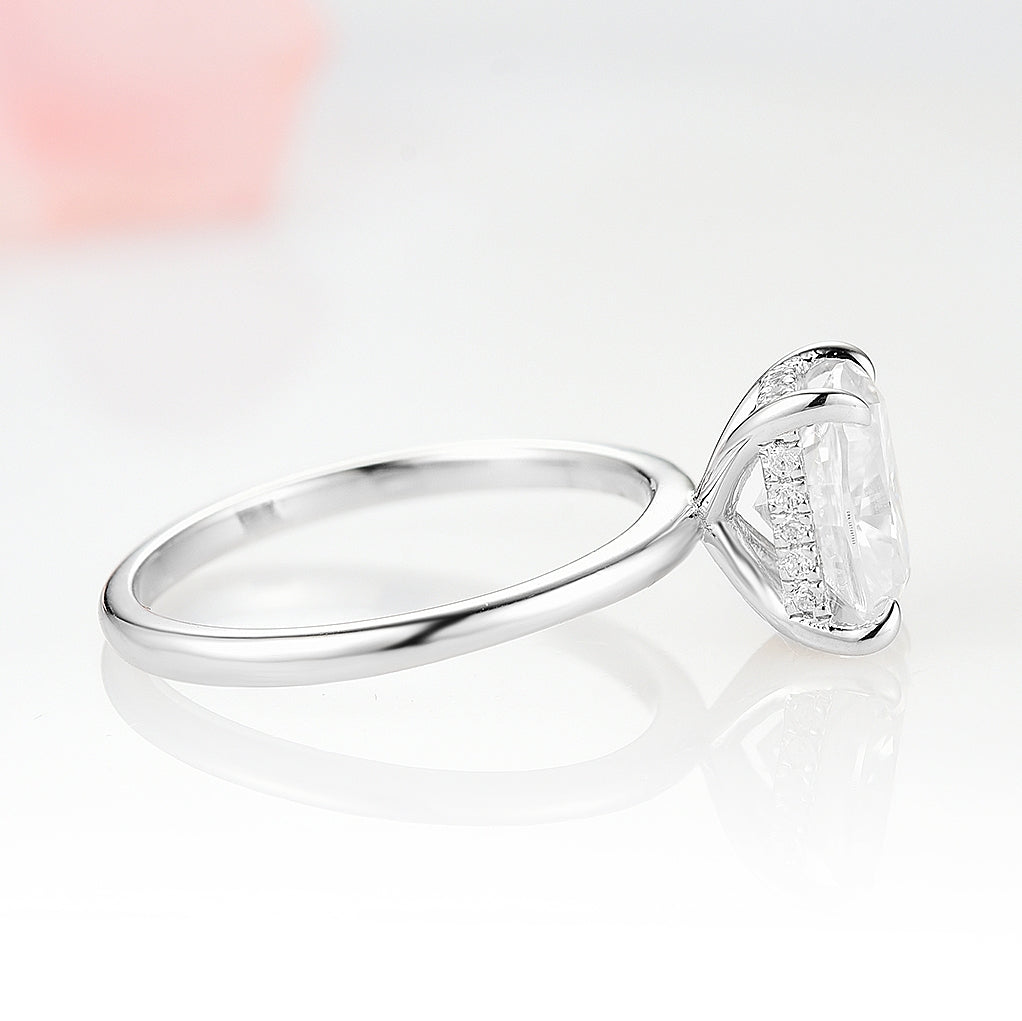 Solitaire Moissanite & White Sapphire Engagement Ring - Sterling Silver with Hidden Accents - Perfect for Weddings, Proposals & Anniversary Gifts