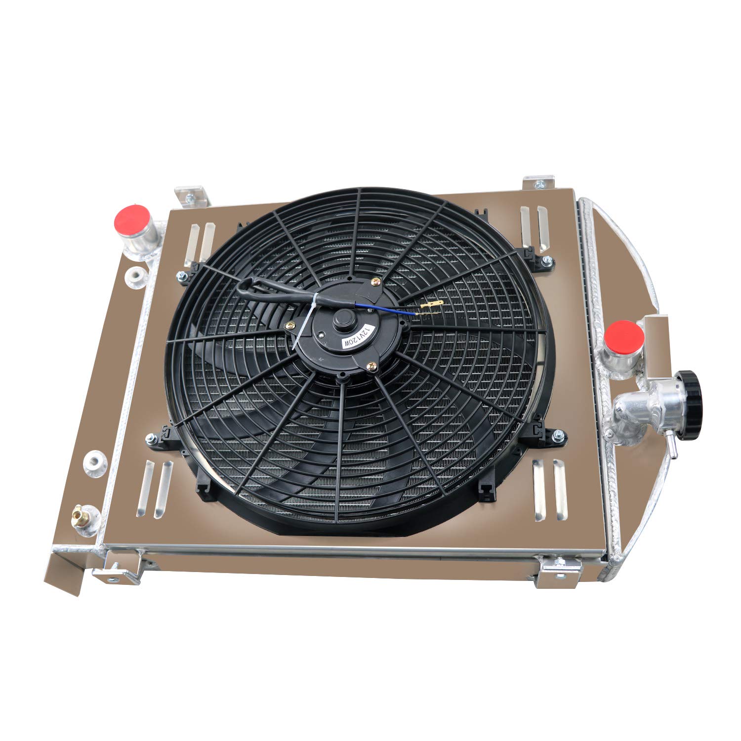 ALLOYWORKS 4 Row High Performance Aluminum Radiator with Shroud Fan & Relay Kit - Compatible with 1928-1931 Ford Model A (1928,1929,1930,1931) - Perfect for Classic Car Restoration & Hot Rod Upgrades