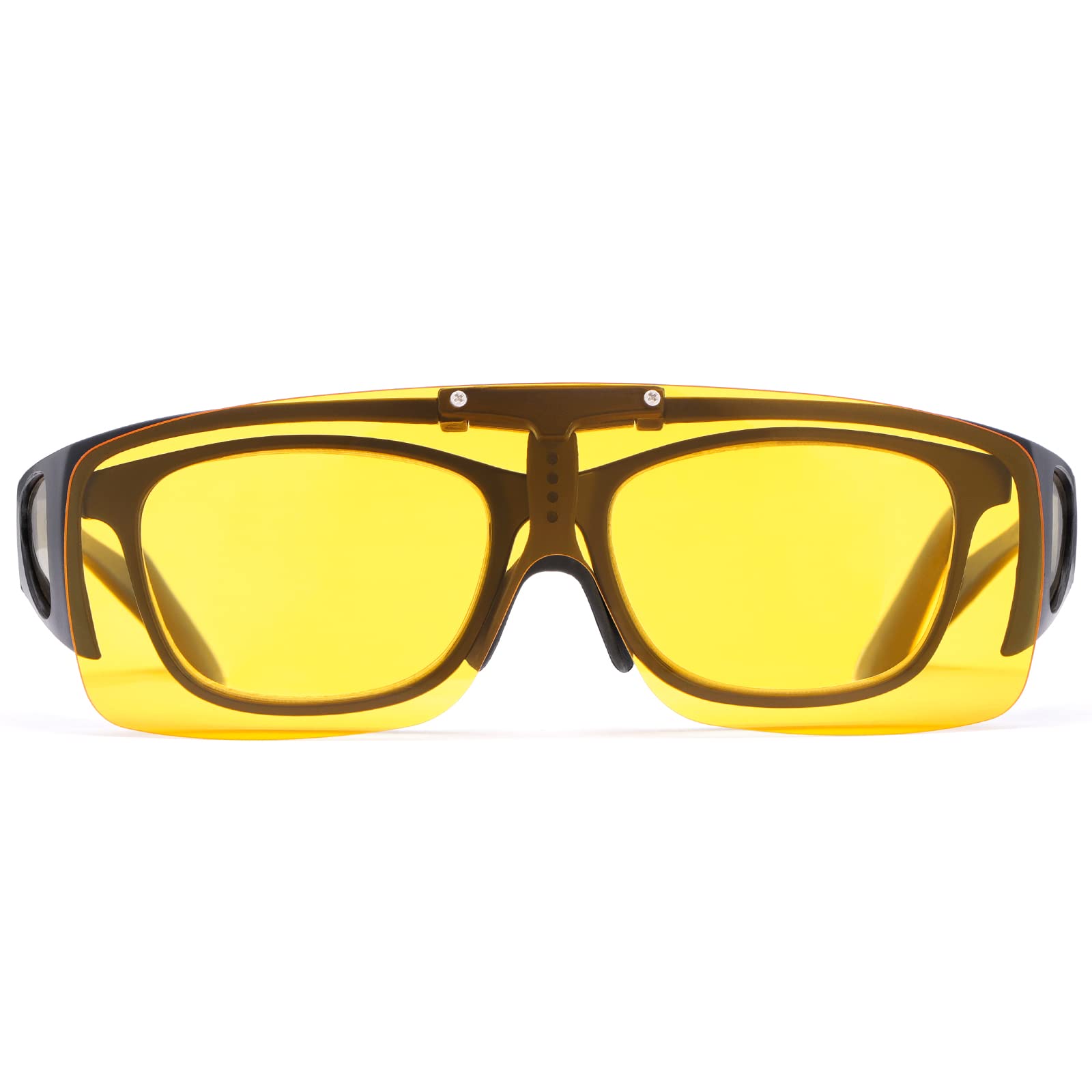 Night Vision Driving Glasses - Anti Glare Polarized Sunglasses for Men & Women, Flip Up Fit Over Prescription Glasses - Perfect for Night Driving, Cycling, and Outdoor Activities
