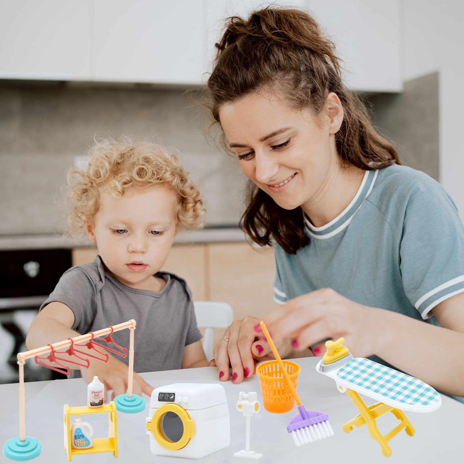 SOTOGO 22-Piece Miniature Dollhouse Cleaning Set - Tiny Doll Accessories, Housework Supplies & Furniture Decor for Pretend Play - Perfect for Kids' Role-Playing & Collectors' Display Scenes