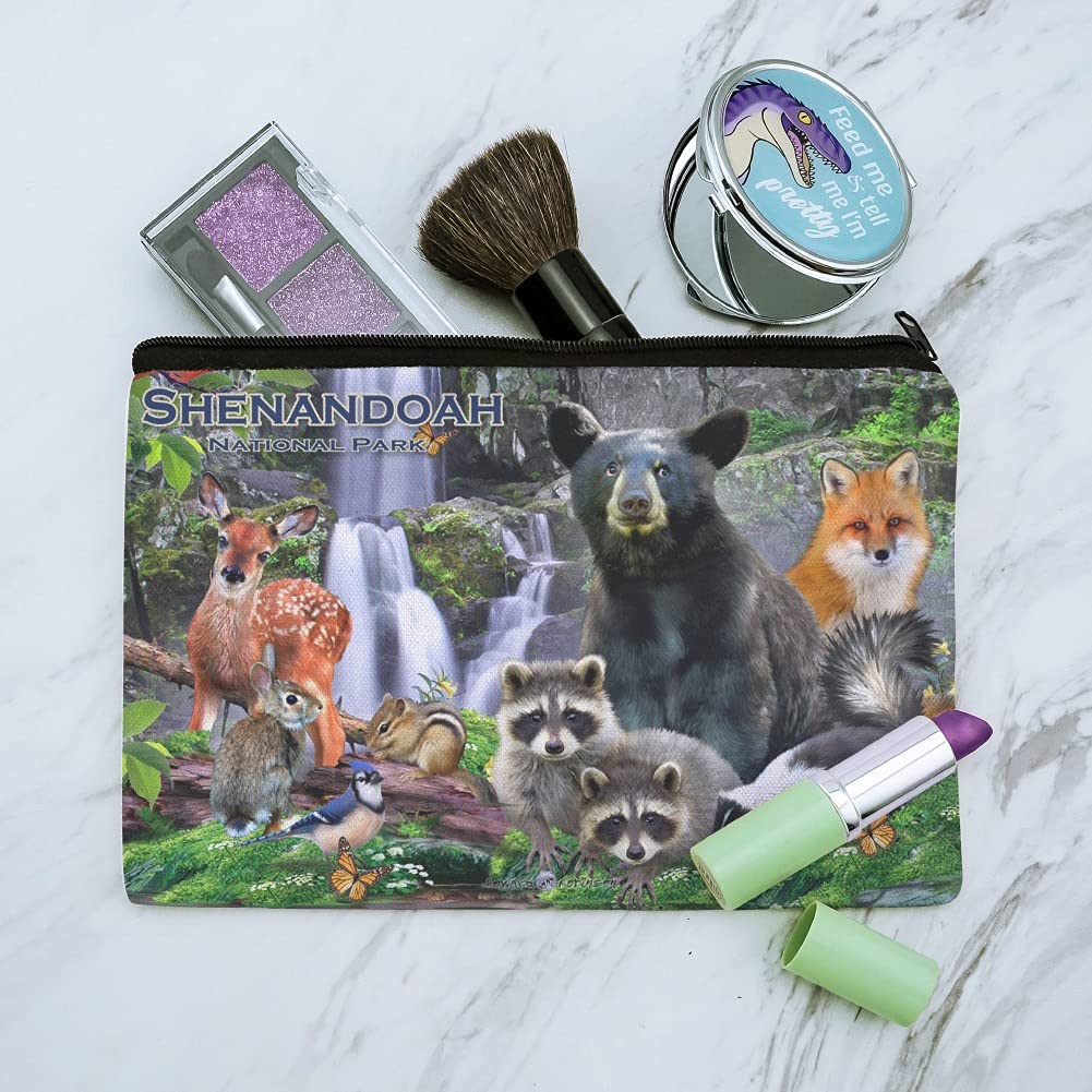 Waterproof Makeup Bag Organizer - Shenandoah National Park Wildlife Themed (Bear, Raccoon, Deer, Fox) Cosmetic Pouch for Travel & Outdoor Adventures