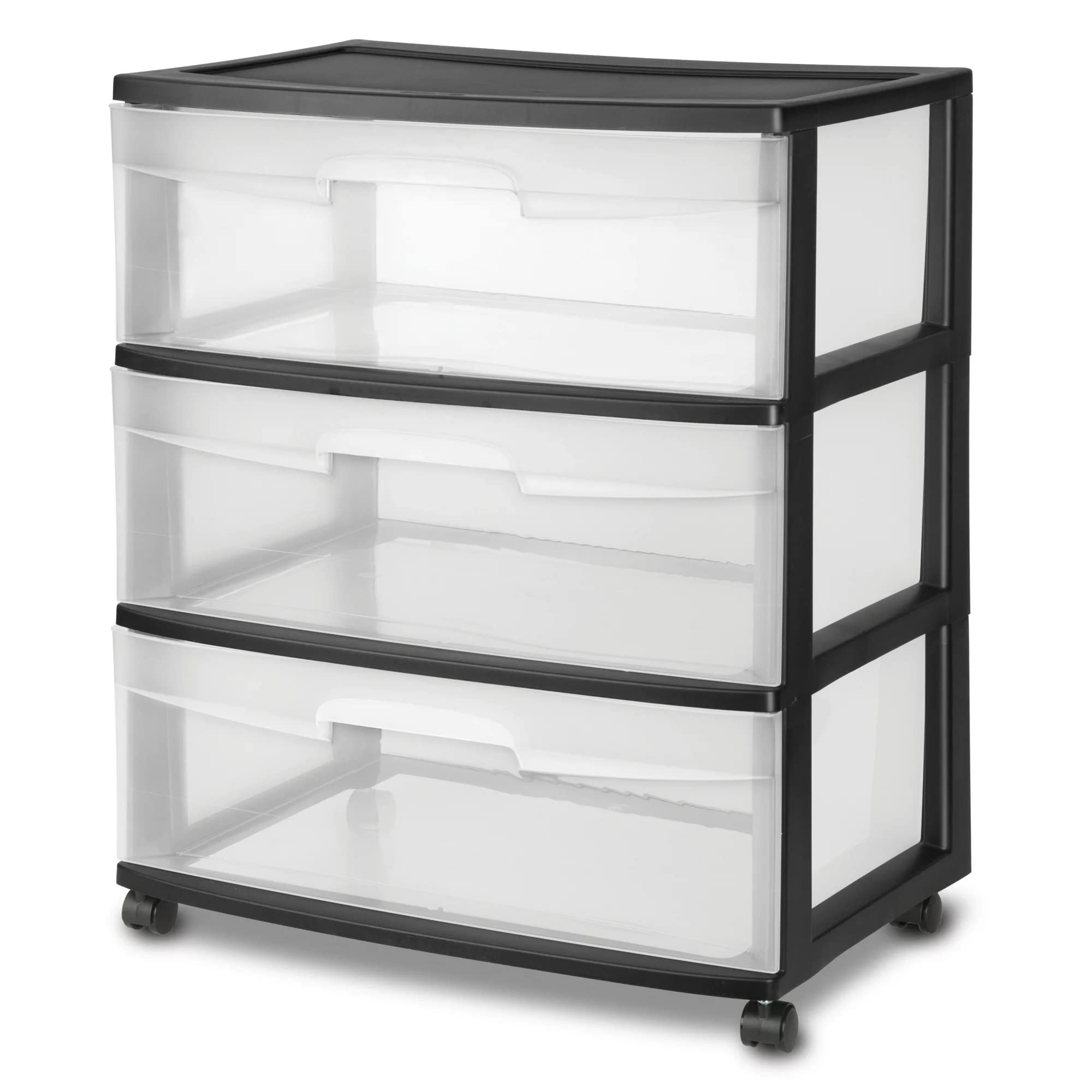 3-Drawer Plastic Storage Cart with Wheels - Black Organizer for Home & Office