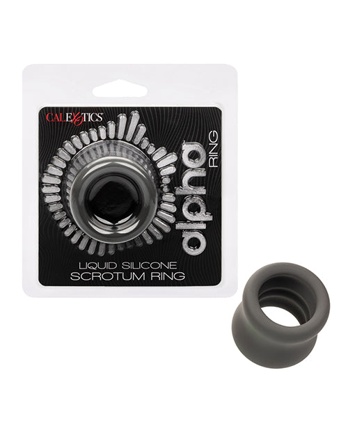 Premium Alpha Liquid Silicone Scrotum Ring - Comfortable Gray Stretchy Cock Ring for Enhanced Pleasure - Perfect for Couples Play & Sensual Massage