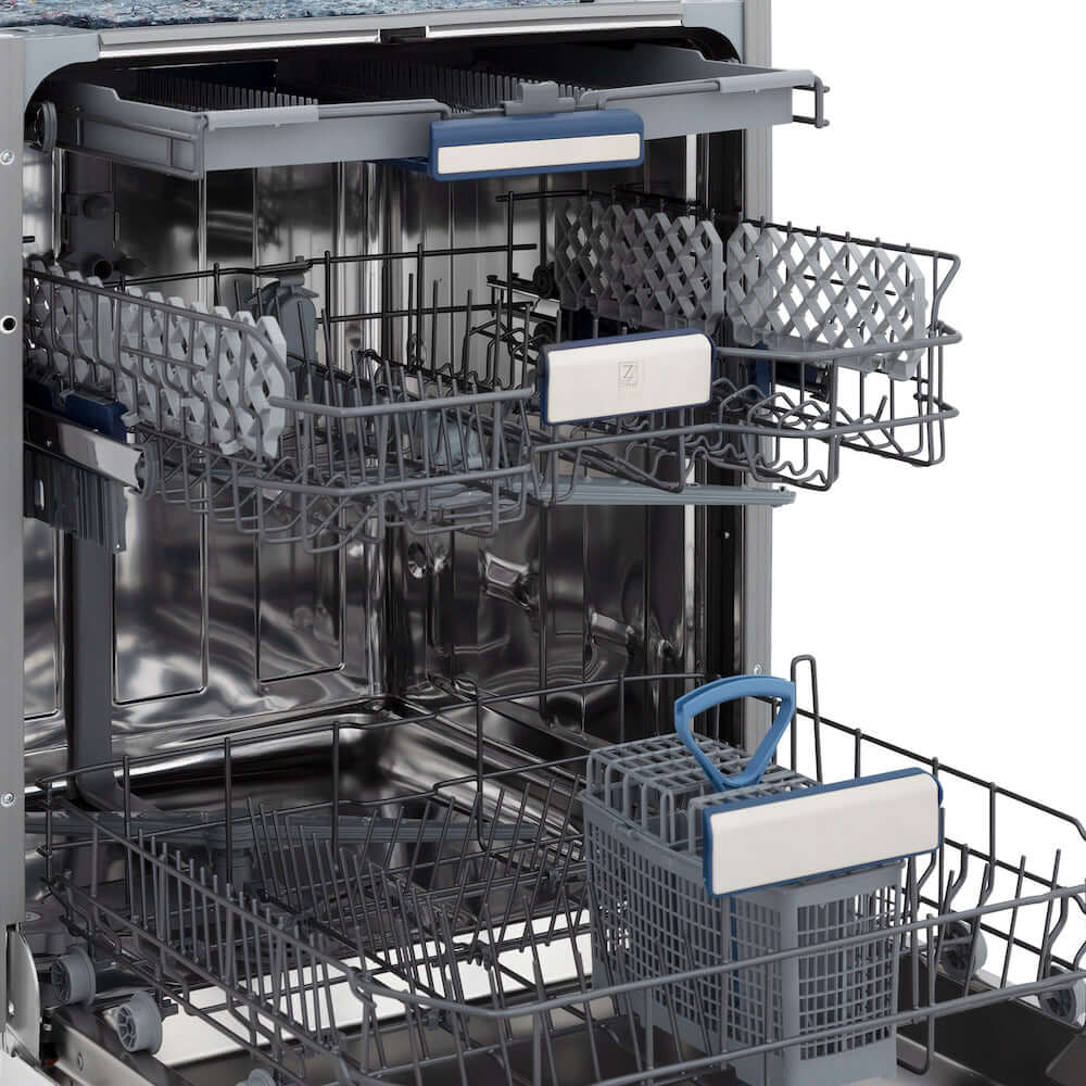 ZLINE Autograph Edition 24 Inch Built-In Dishwasher - Tallac Series with 3rd Rack, Top Controls & Tall Tub - Custom Panel Ready Matte Black Handle (51dBa) - Perfect for Modern Kitchens & Open Concept Homes