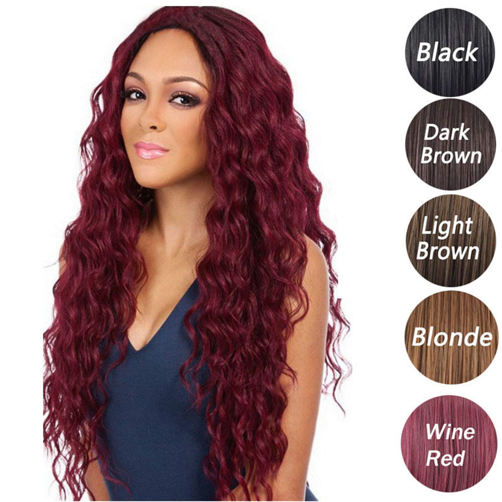 Andongnywell Long Water Wave Wigs for Black Women - Fluffy Curly Synthetic Heat Resistant Hair Wig for Women | Perfect for Cosplay, Daily Wear & Special Occasions