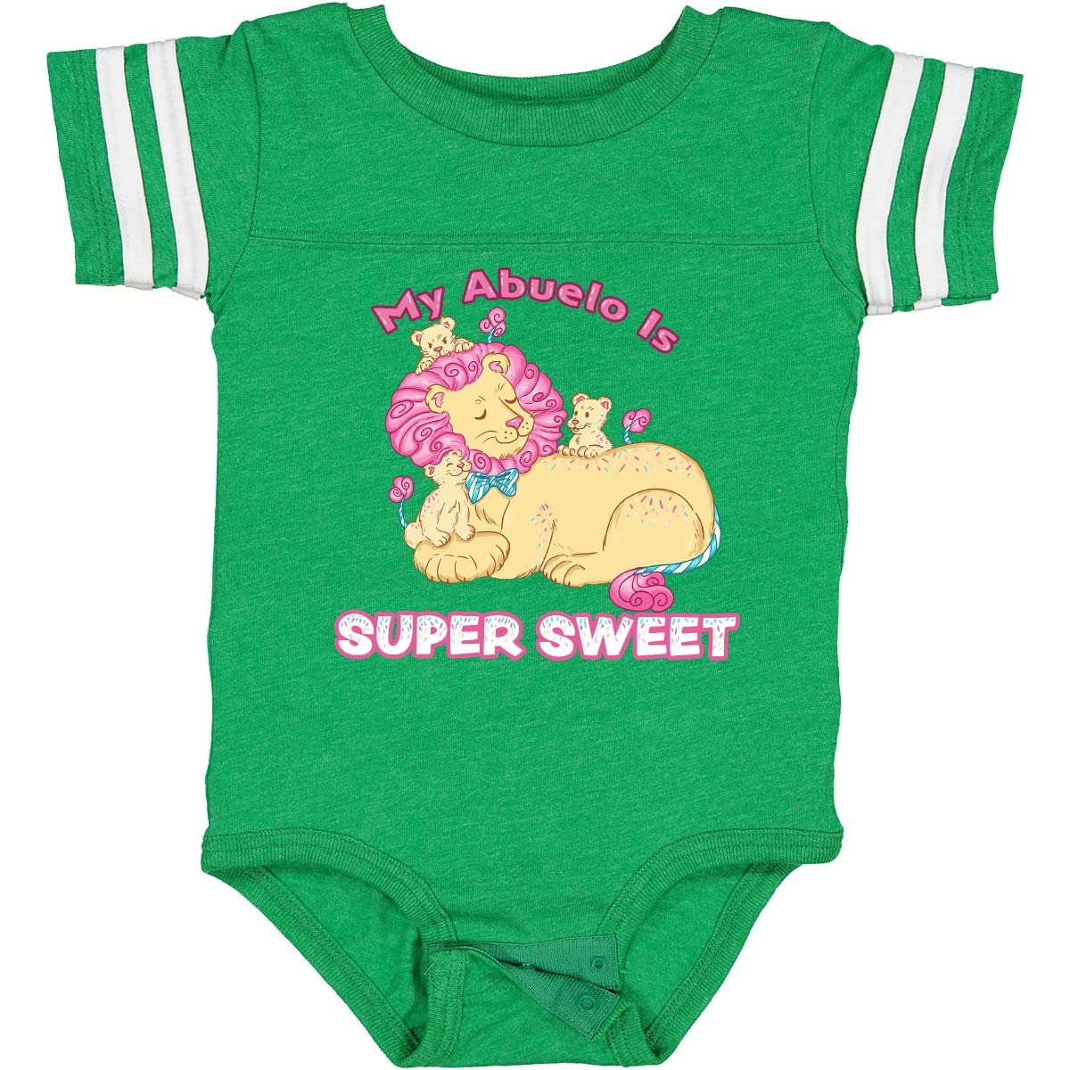 Inktastic My Abuelo is Super Sweet Cotton Candy Lions Pink Baby Bodysuit - Soft & Cute Infant Onesie for Family Photos, Baby Showers & Special Occasions