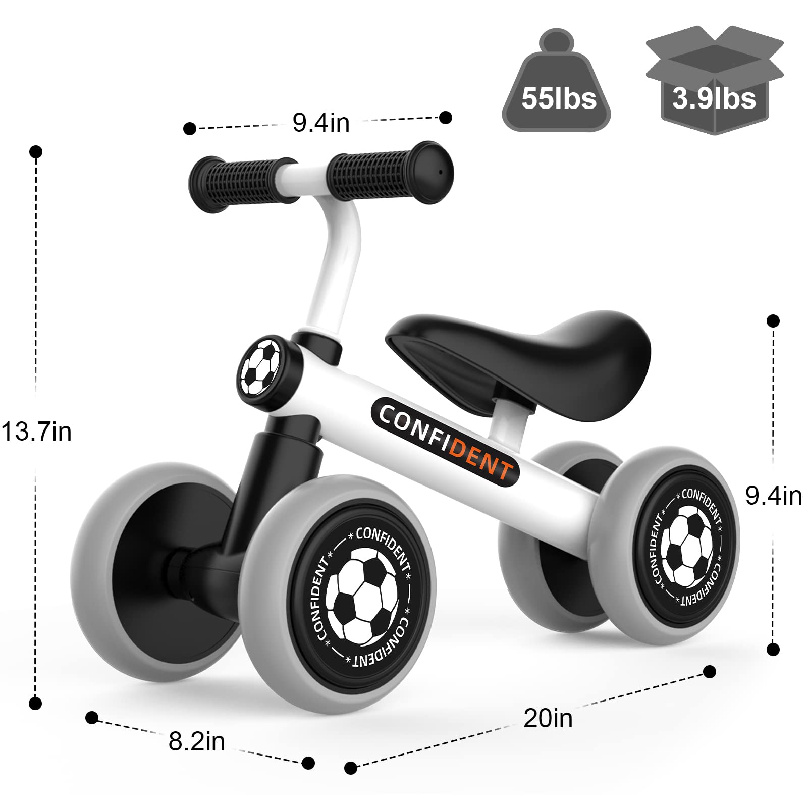 Xiapia Baby Balance Bike for 1-2 Year Old Girls | 4-Wheel No Pedal Steel Frame Toddler Bike | First Birthday Gift for 10-24 Month Olds | Perfect for Indoor Play & Outdoor Learning to Ride