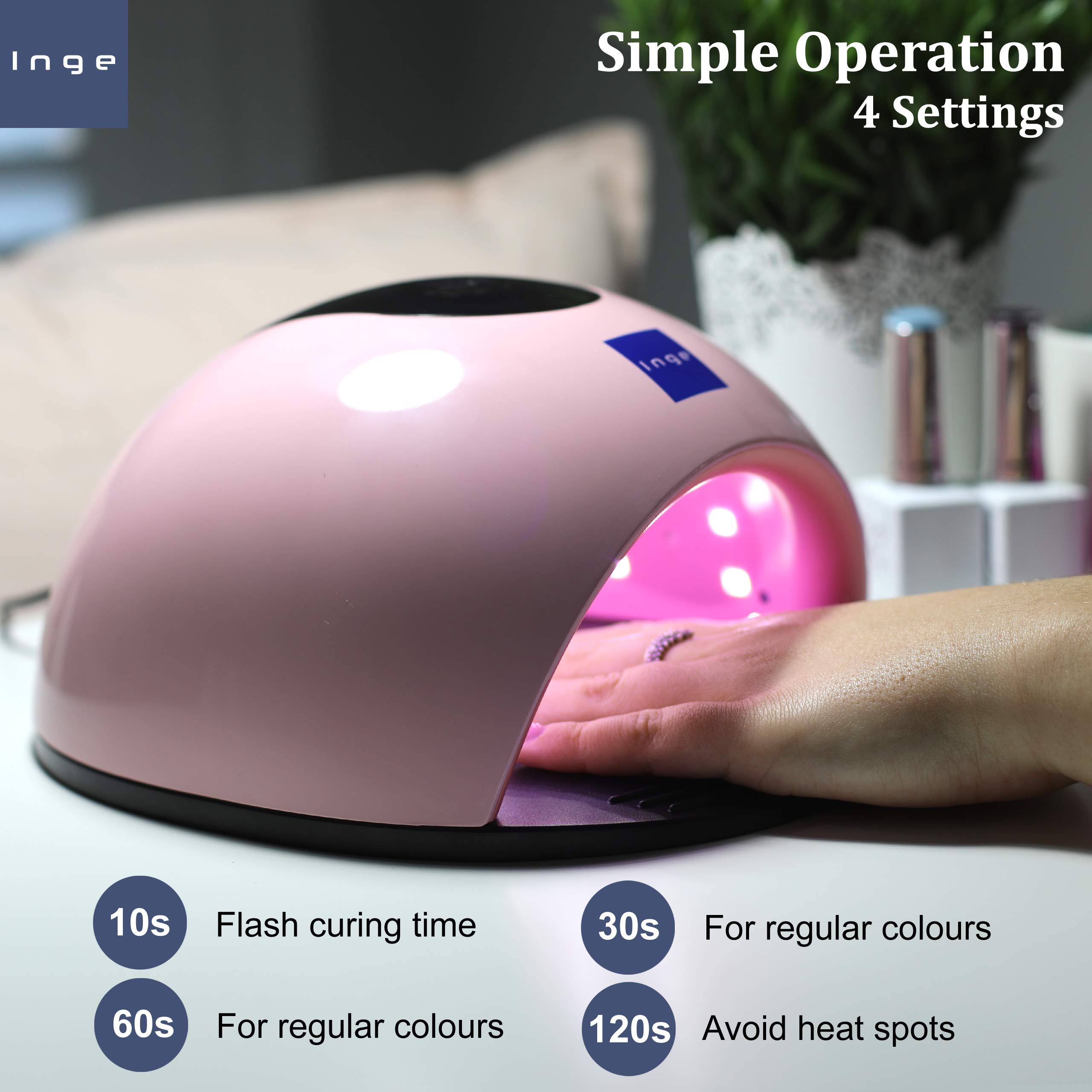 Professional 120W UV LED Nail Lamp with 3 Timer Settings & Auto Sensor - Pink Gel Nail Dryer for Salon & Home Manicure | Perfect for Gel Polish Curing & Nail Art Design