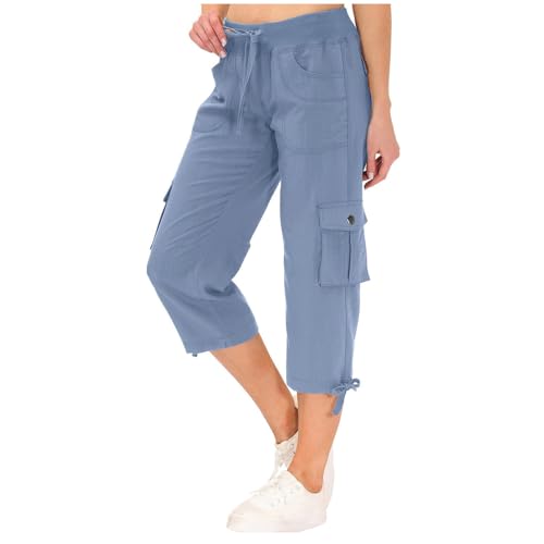 Womens Cargo Capris-light Blue