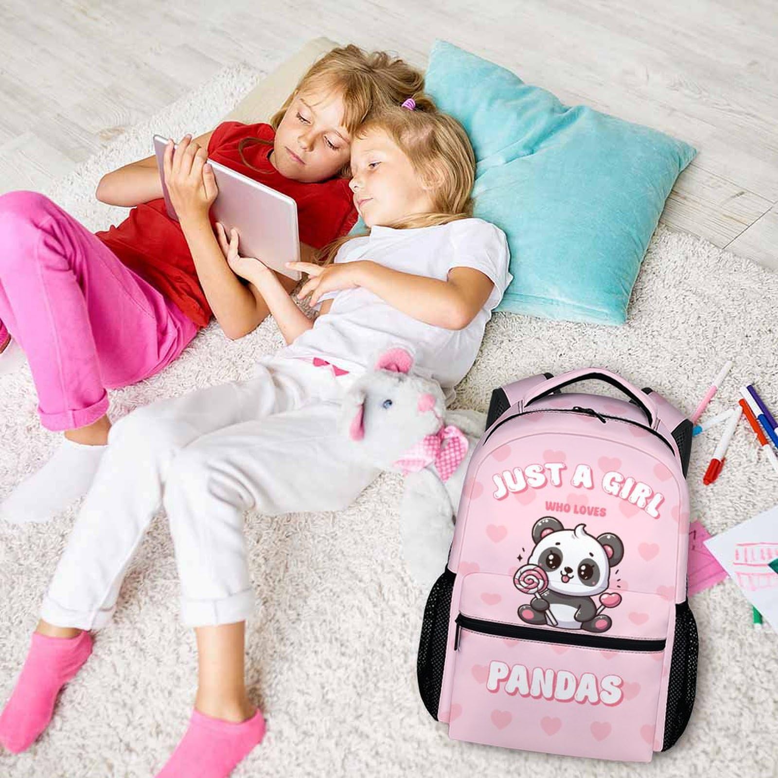 Cute Panda Backpack for Girls - 17 Inch Lightweight School Bookbag for Kids & Teens - Perfect for School, Travel, and Daily Use