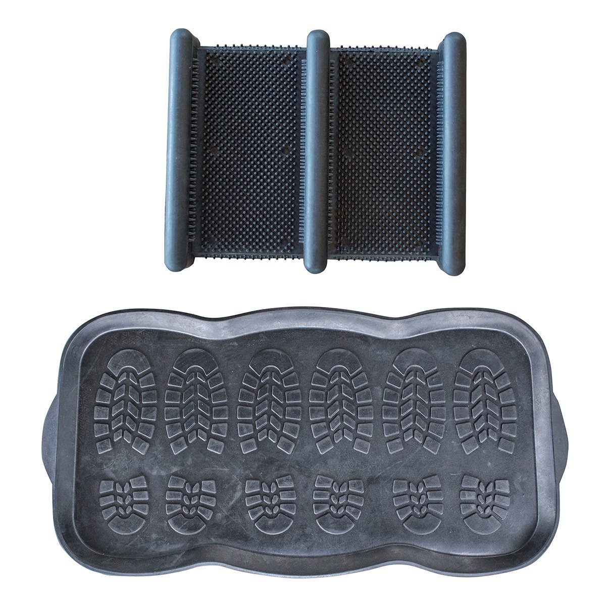 AmeriHome Heavy Duty Rubber Boot Scraper and Shoe Mat - Durable Outdoor Entryway Mat for Mud, Snow & Debris Removal - Perfect for Front Door, Garage & Patio Use