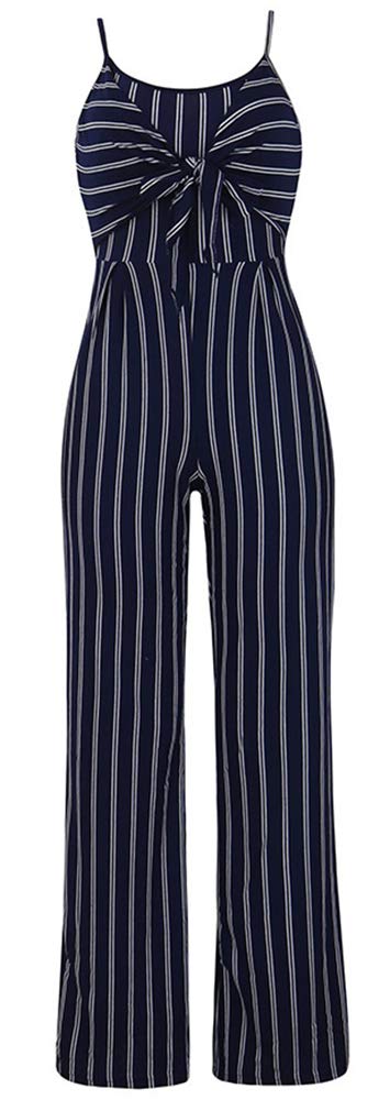 SheKiss Women's Striped Summer Jumpsuit 2025 - Sexy Spaghetti Strap Sleeveless Romper with Pockets | Beachwear, Vacation Outfit, Casual Summer Dress