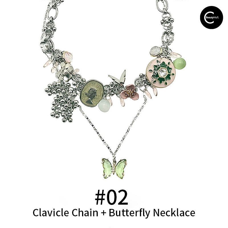 ALONEMOON Punk Butterfly Necklace for Women - Titanium Steel Choker with Spring Design - Perfect for Gothic Fashion, Rock Concerts & Alternative Style Outfits
