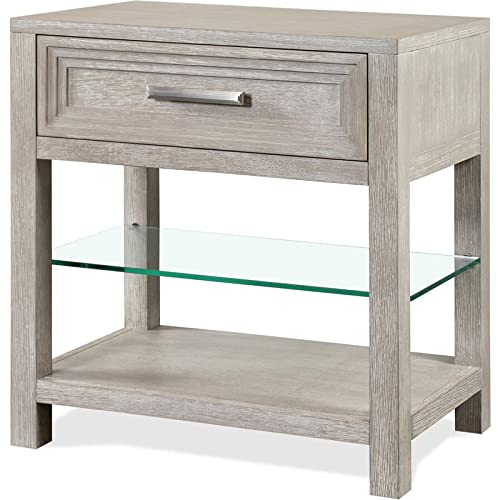 Riverside Furniture Cascade 1-Drawer Modern Contemporary Nightstand - Dovetail Construction for Bedroom, Living Room & Office Use