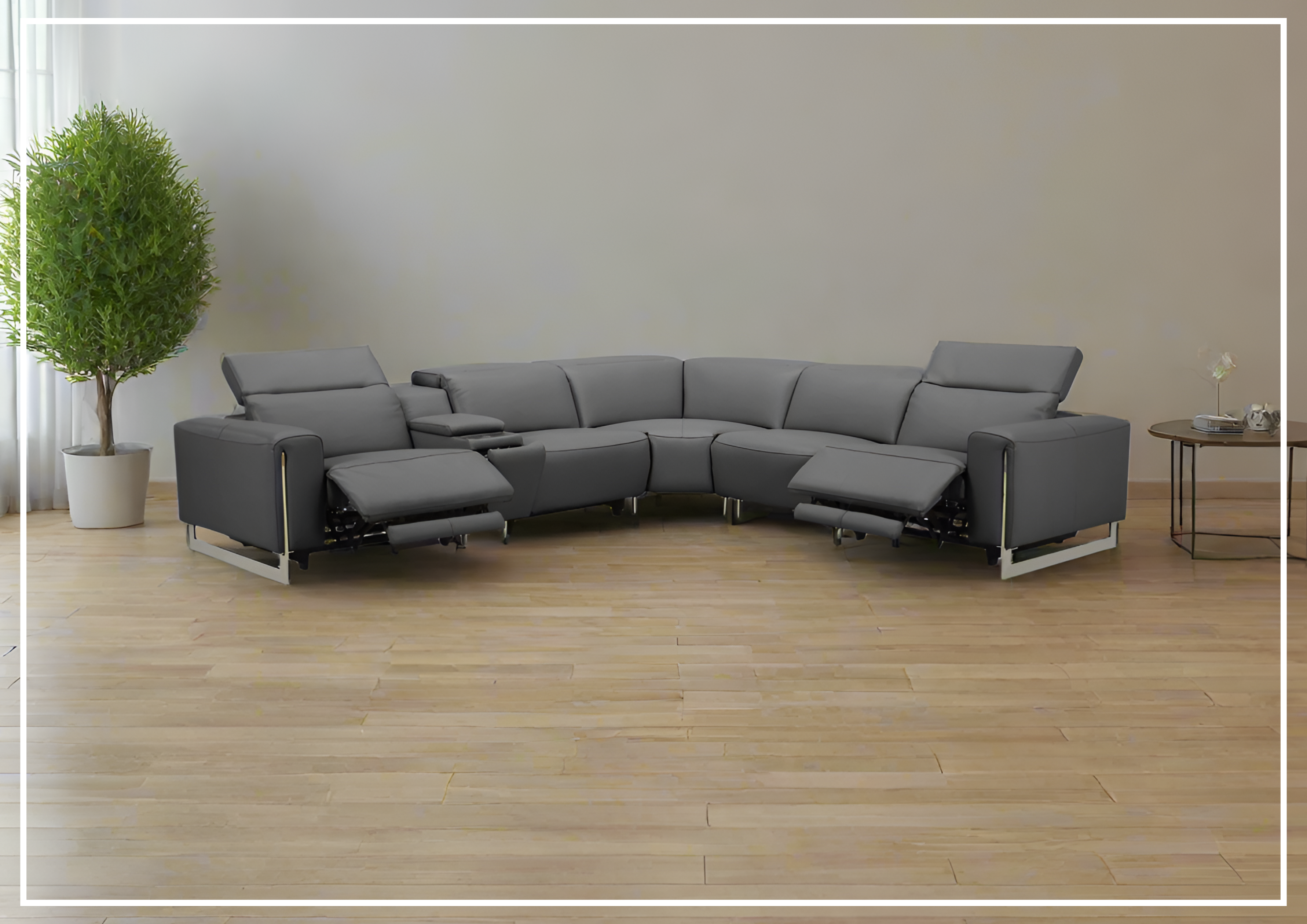 Gio Italia Picasso 6-Piece Motion Recliner Sectional Sofa Set with Power Recline & Cup Holders - Modern L-Shaped Living Room Furniture for Home Theater & Family Gatherings