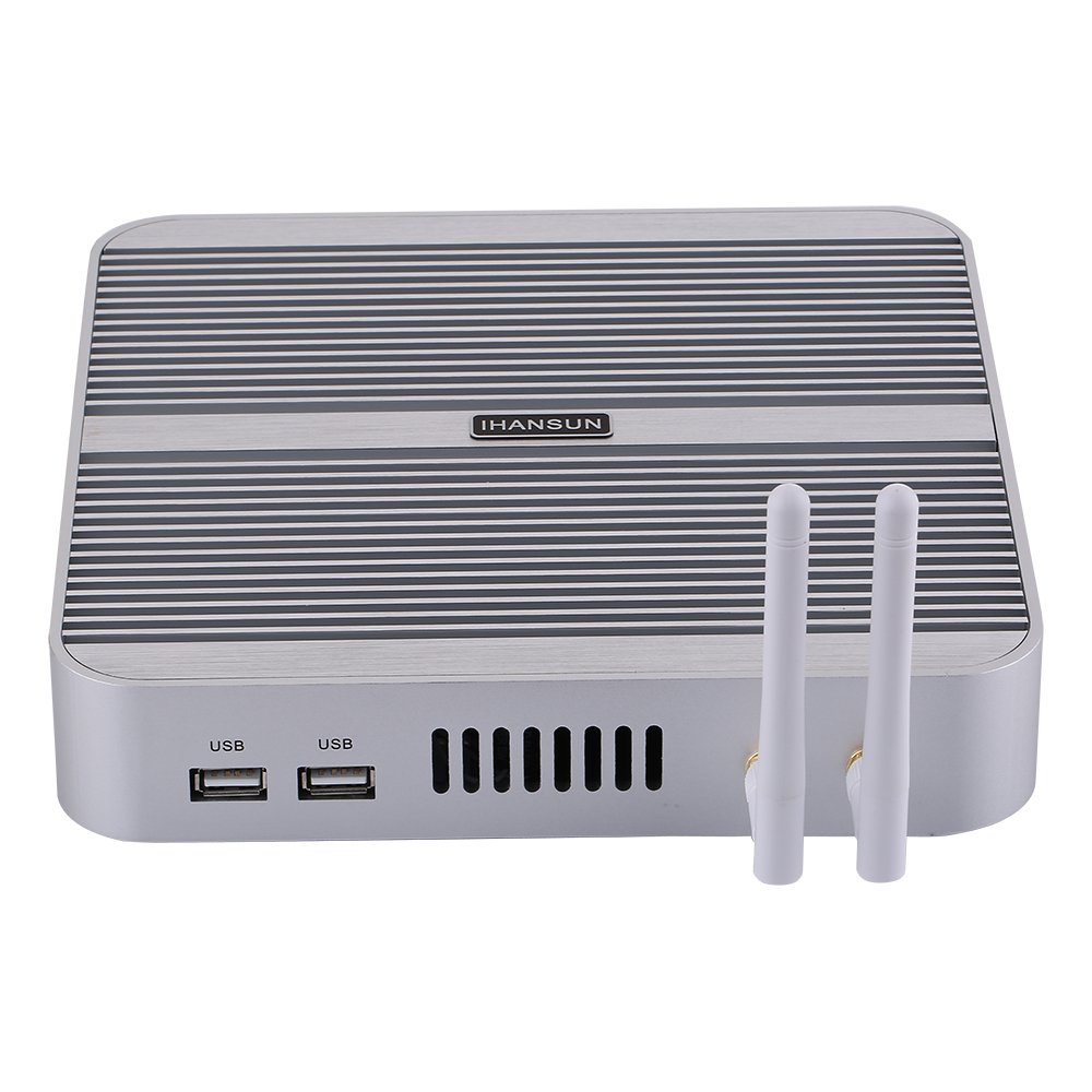 HUNSN Fanless Mini PC - Intel i3 7110U/7167U, 16GB RAM, 256GB SSD + 1TB HDD, Windows 11/Linux Ubuntu - Compact Desktop Computer for Home Theater, Office Work & Digital Signage (HDMI/VGA, 6 USB Ports, LAN)