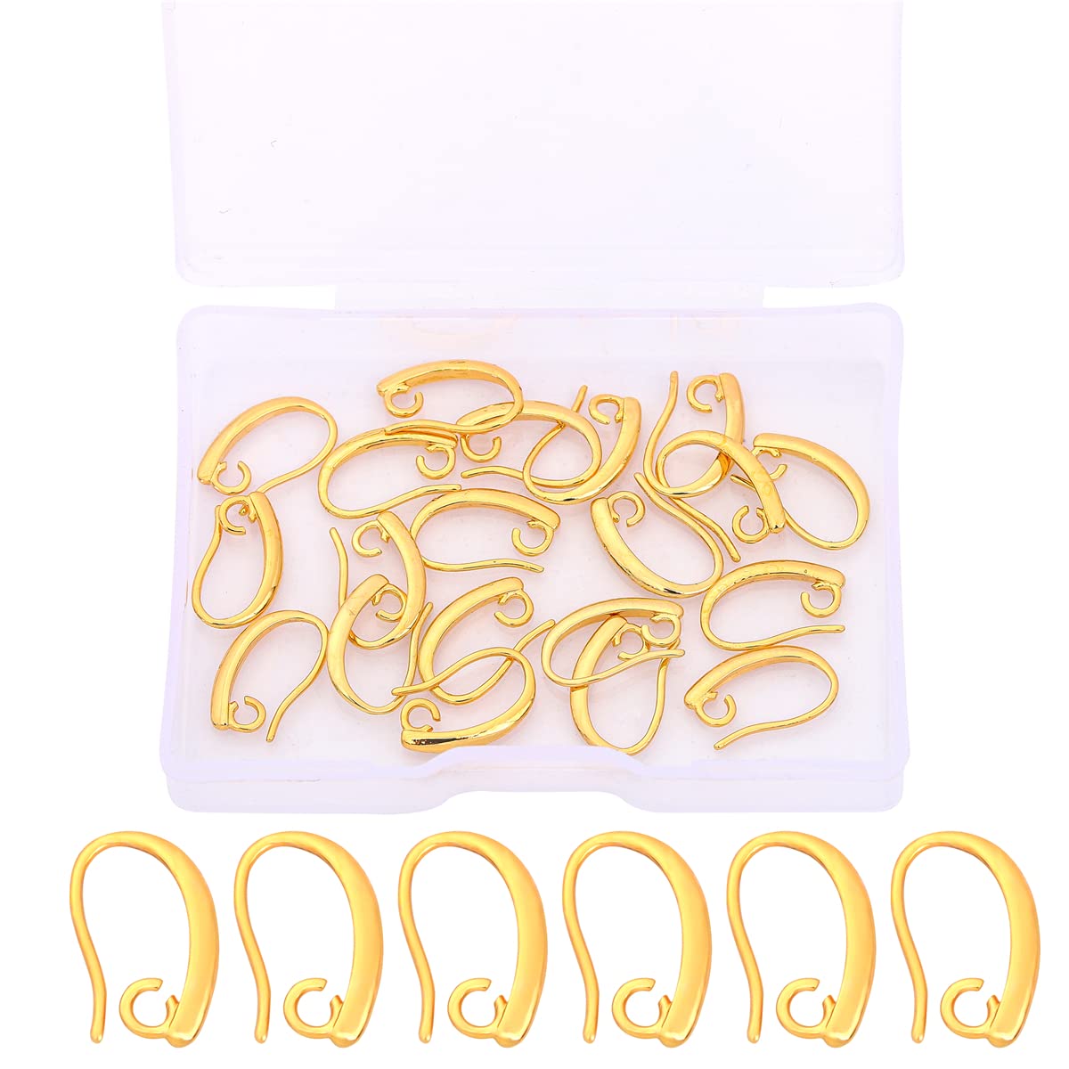 18K Gold Plated Earring Hooks 9x14mm - 20pcs Jewelry Making Supplies for DIY Earrings, Necklaces & Crafts | Perfect for Handmade Jewelry, Gift Making & Beading Projects