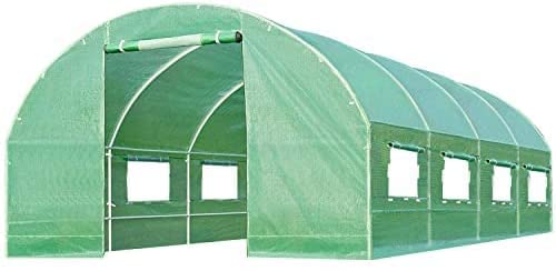 20'x10'x7' Large Walk-in Greenhouse Tent - Heavy Duty Galvanized Steel Frame with Observation Windows & Dual Zippered Doors - Portable Plant Growing Shelter for Winter Gardening, Backyard Farming & Year-Round Plant Protection
