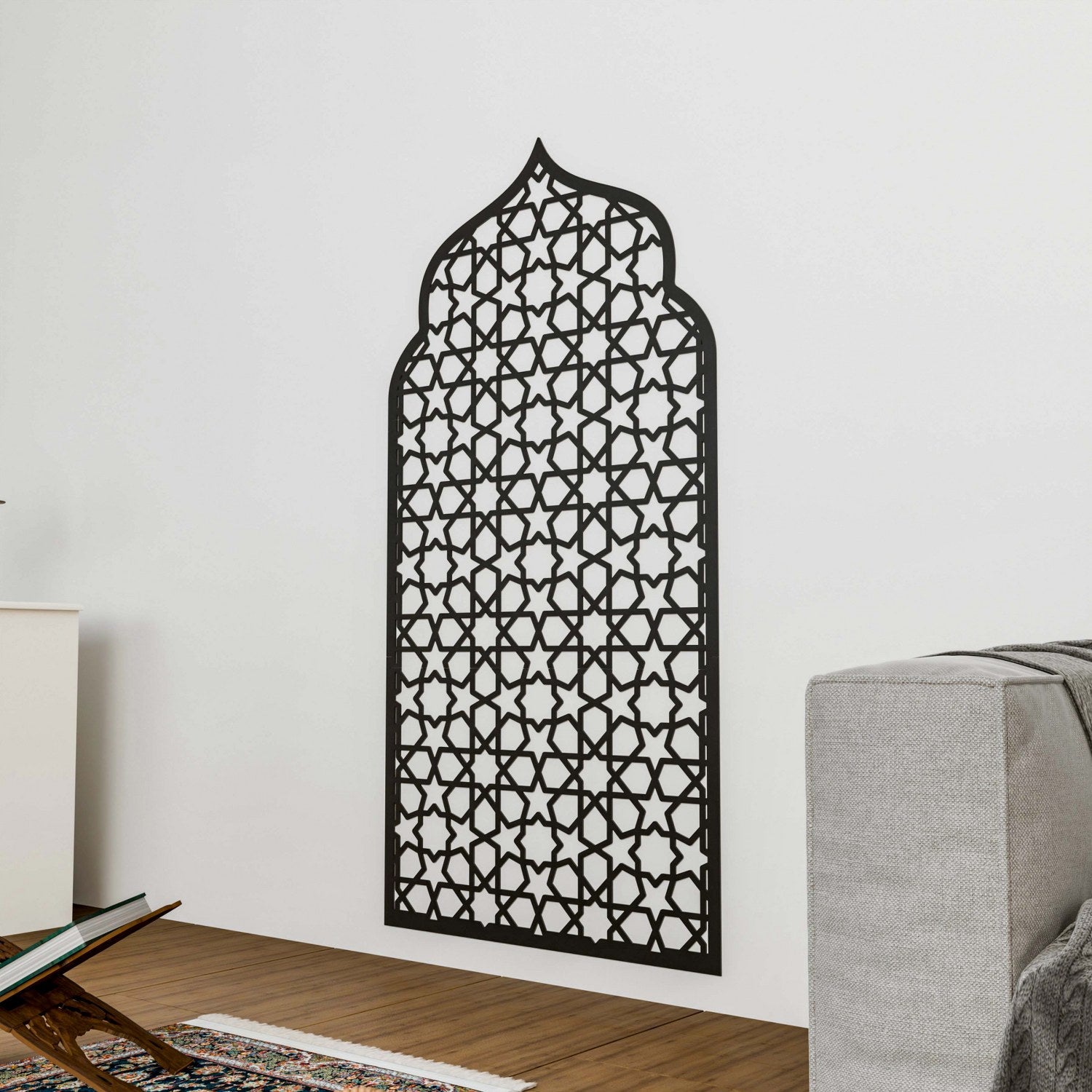 Handcrafted Wooden Islamic Prayer Niche - Decorative Mihrab Wall Art with 8-Pointed Star Design | Perfect for Home Mosque Decor, Muslim Prayer Space & Islamic Interior Design