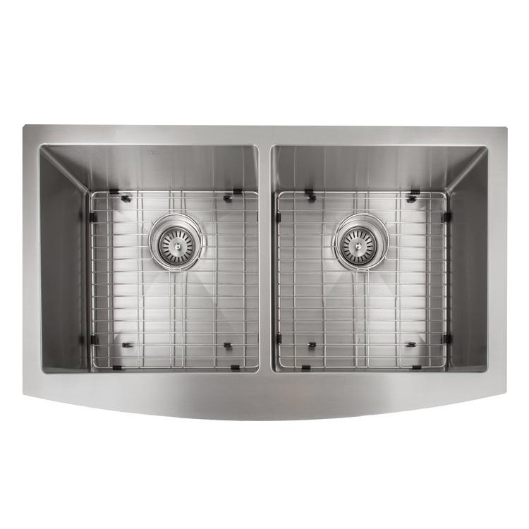 ZLINE 36-Inch Farmhouse Apron Front Double Bowl Stainless Steel Kitchen Sink with Bottom Grid - SA50D 36S - Perfect for Rustic & Modern Kitchens, Renovations & DIY Installations