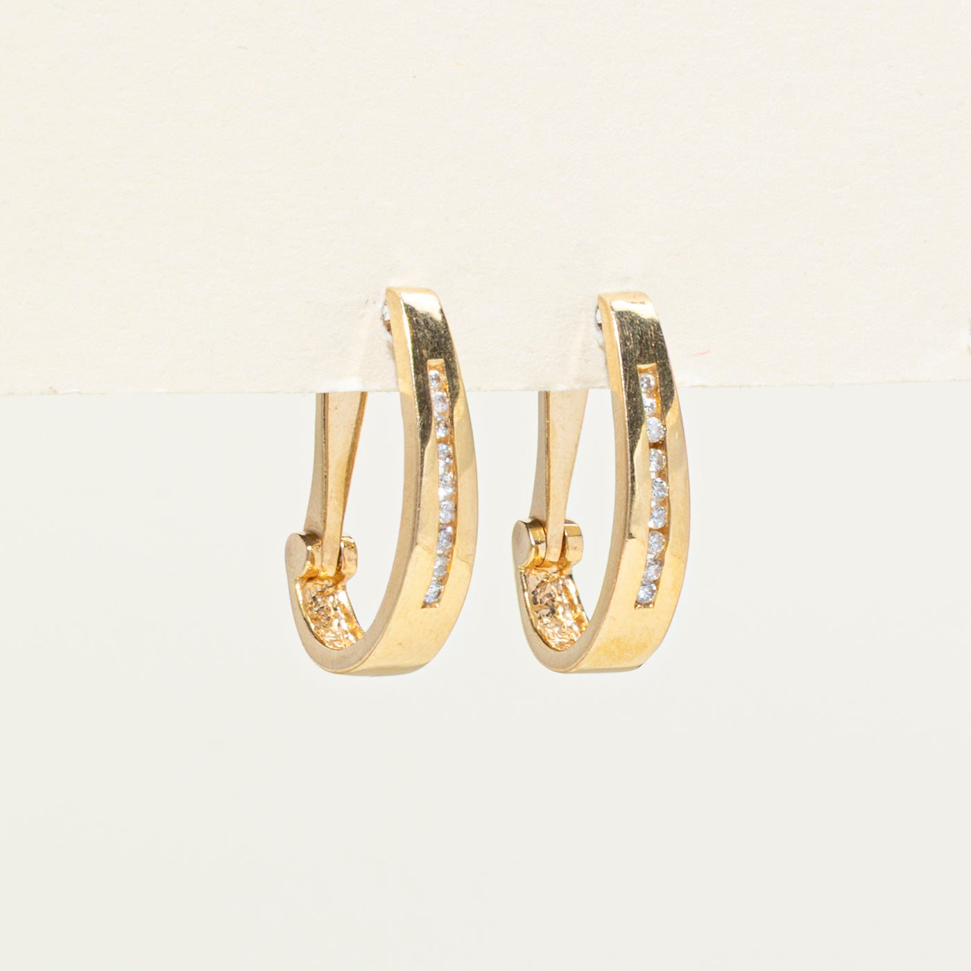 14K Gold Channel Set Diamond Hoop Earrings - 0.12ctw Total Weight | Elegant Everyday Jewelry for Women, Perfect Gift for Anniversary & Birthday