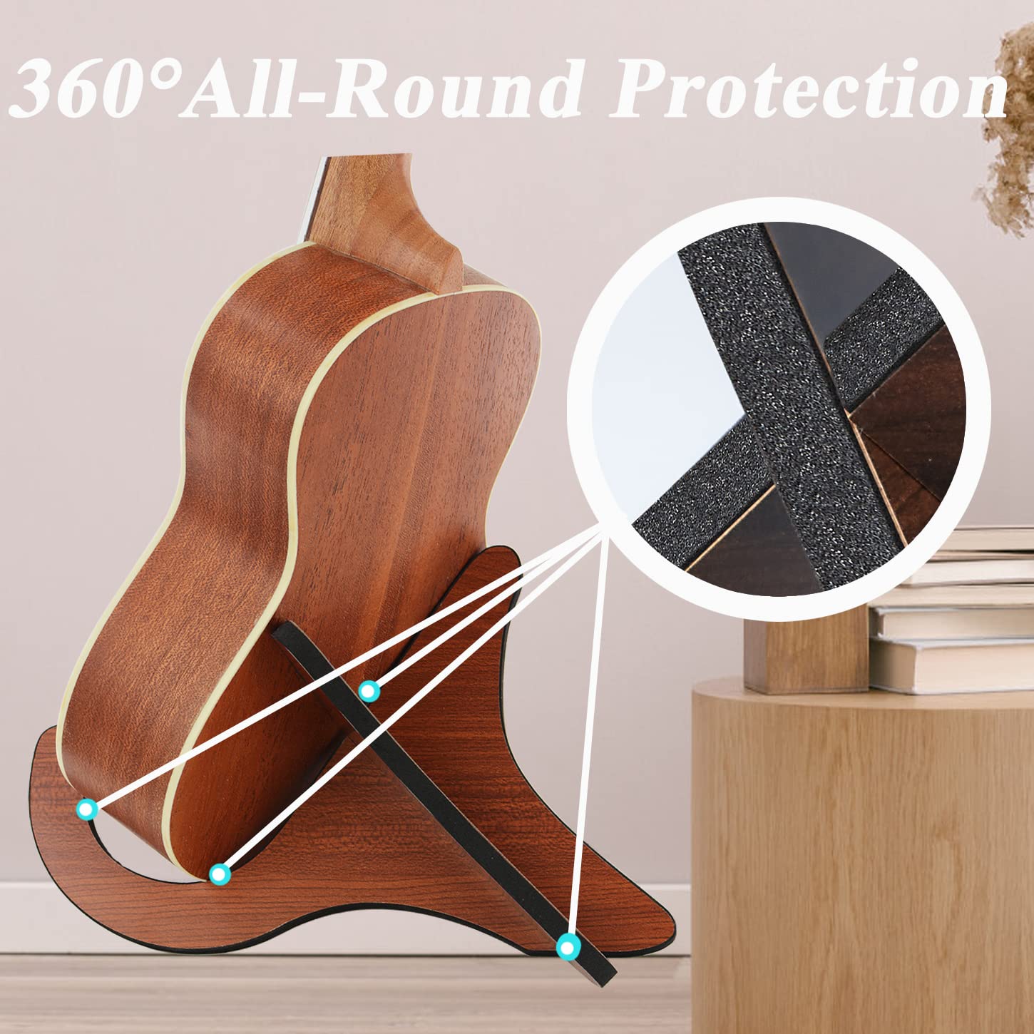 2 Pack Wooden Ukulele Stand Holder - Folding Portable Instrument Stand for Ukulele, Violin, Mandolin & Banjo - Perfect for Home, Studio & Travel Use